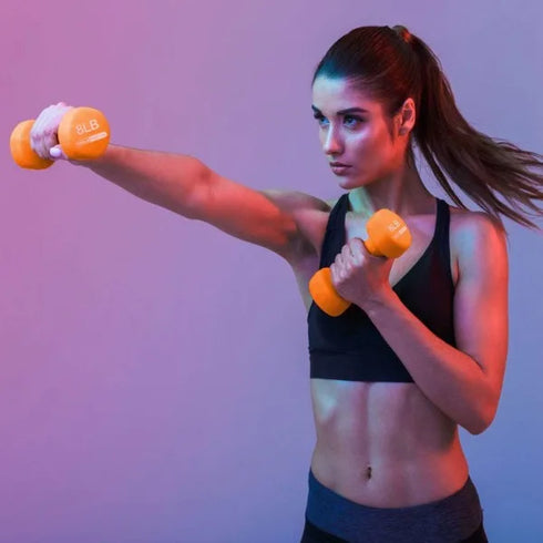 Neoprene Dumbbell Set with Rack - 2, 3, 5, 8, 10 lbs for Home Exercises
